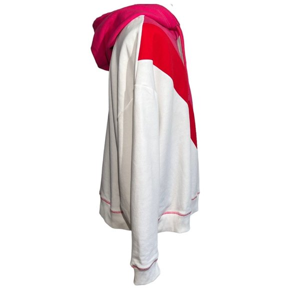 Maeve By Anthropologie Hoodie Sweatshirt Size 3X Chevron Colorblock Hot Pink Red - Picture 4 of 8